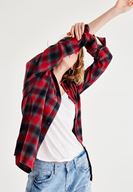 Bayan Çok Renkli Ekose Desenli Bol Gömlek