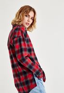 Bayan Çok Renkli Ekose Desenli Bol Gömlek