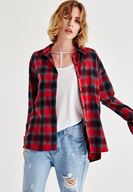 Bayan Çok Renkli Ekose Desenli Bol Gömlek