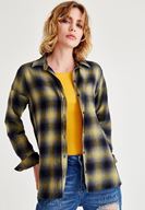 Bayan Çok Renkli Ekose Desenli Bol Gömlek