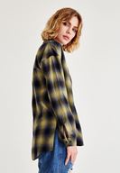 Bayan Çok Renkli Ekose Desenli Bol Gömlek