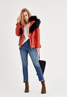 Bayan Kırmızı Suni Kürk Detaylı Ceket