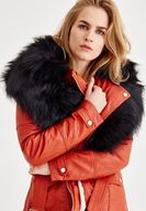 Bayan Kırmızı Suni Kürk Detaylı Ceket
