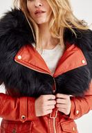 Bayan Kırmızı Suni Kürk Detaylı Ceket