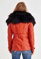 Bayan Kırmızı Suni Kürk Detaylı Ceket