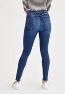 Bayan Mavi Çok Düğmeli Dar Paça Denim Pantolon