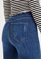 Bayan Mavi Çok Düğmeli Dar Paça Denim Pantolon