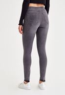 Bayan Gri Çok Düğmeli Dar Paça Denim Pantolon