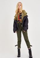 Bayan Yeşil Bilek Detaylı Bol Pantolon