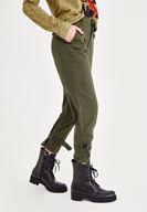 Bayan Yeşil Bilek Detaylı Bol Pantolon