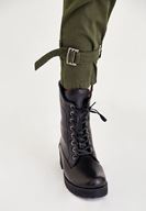 Bayan Yeşil Bilek Detaylı Bol Pantolon