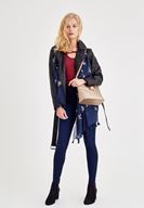 Bayan Mavi Yüksek Bel Paça Detaylı Pantolon