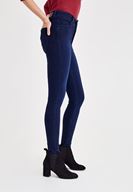 Bayan Mavi Yüksek Bel Paça Detaylı Pantolon