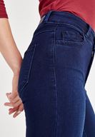 Bayan Mavi Yüksek Bel Paça Detaylı Pantolon