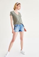 Bayan Lacivert Cep Detaylı Şort