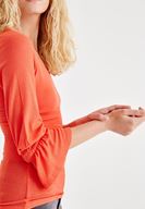 Bayan Turuncu Kolları Fırfır Bluz