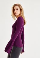 Bayan Mor Uzun Kollu V Yaka Tişört