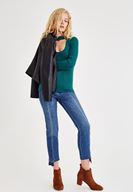 Bayan Yeşil Choker Detaylı Triko