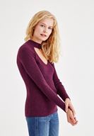 Bayan Mor Choker Detaylı Triko