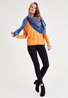 Bayan Turuncu Uzun Kollu Yanları Detaylı Triko