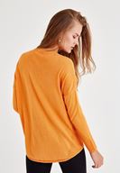 Bayan Turuncu Uzun Kollu Yanları Detaylı Triko