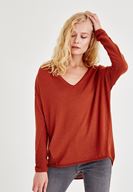 Bayan Kahverengi Uzun Kollu Yanları Detaylı Triko