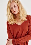 Bayan Kahverengi Uzun Kollu Yanları Detaylı Triko