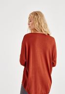 Bayan Kahverengi Uzun Kollu Yanları Detaylı Triko