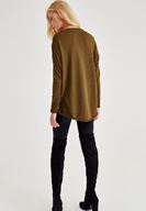 Bayan Yeşil Uzun Kollu Yanları Detaylı Triko