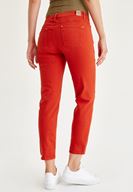 Bayan Kırmızı Düşük Bel Boru Paça Pantolon
