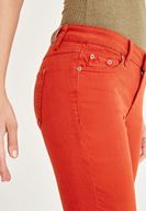 Bayan Kırmızı Düşük Bel Boru Paça Pantolon