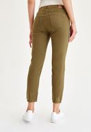 Bayan Yeşil Düşük Bel Boru Paça Pantolon