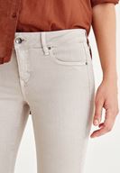 Bayan Krem Düşük Bel Boru Paça Pantolon