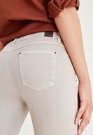 Bayan Krem Düşük Bel Boru Paça Pantolon