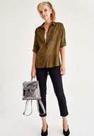 Bayan Siyah Düşük Bel Boru Paça Pantolon