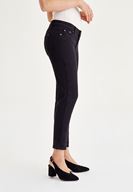 Bayan Siyah Düşük Bel Boru Paça Pantolon