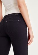 Bayan Siyah Düşük Bel Boru Paça Pantolon