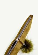 Bayan Yeşil Ponpon Detaylı Fermuarlı Portföy Çanta