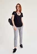 Bayan Siyah Biye Detaylı Basic Tişört