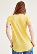 Bayan Sarı Biye Detaylı Basic Tişört