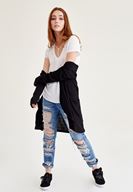 Bayan Beyaz Biye Detaylı Basic Tişört