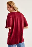 Bayan Bordo Uzun Basic Tişört