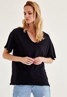 Bayan Siyah Uzun Basic Tişört