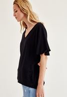 Bayan Siyah Uzun Basic Tişört