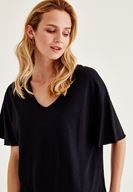 Bayan Siyah Uzun Basic Tişört