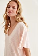 Bayan Pembe Uzun Basic Tişört