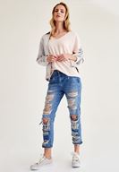 Bayan Pembe Uzun Basic Tişört