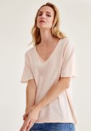 Bayan Pembe Uzun Basic Tişört