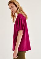 Bayan Bordo Uzun Basic Tişört