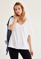 Bayan Beyaz Uzun Basic Tişört